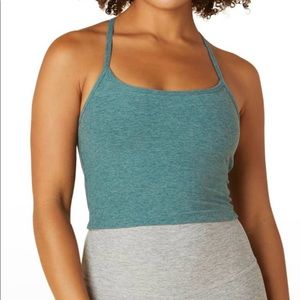 Beyond Yoga Spacedye Slim Racerback Cropped Tank In Rainforest Blue